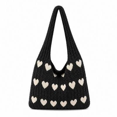 Knitted Heart Tote Bags
