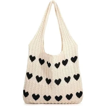 Knitted Heart Tote Bags
