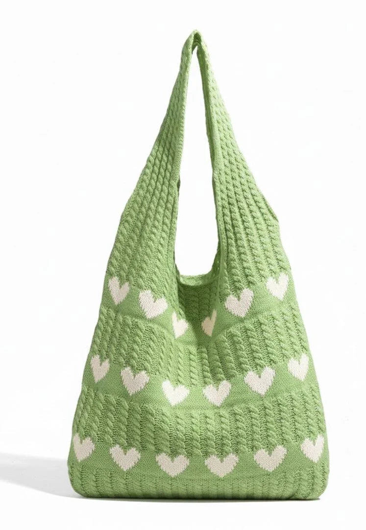 Knitted Heart Tote Bags