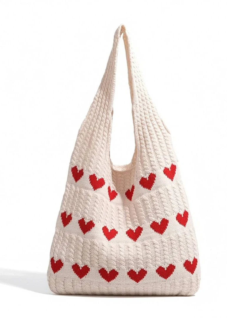 Knitted Heart Tote Bags