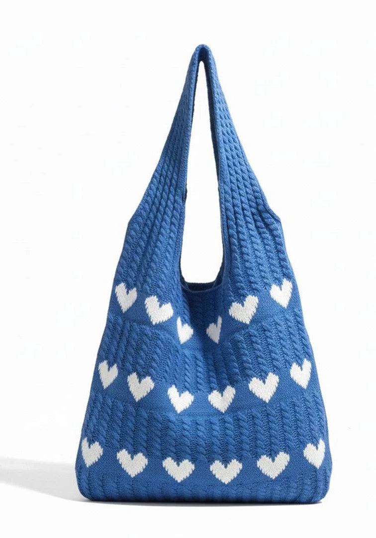 Knitted Heart Tote Bags